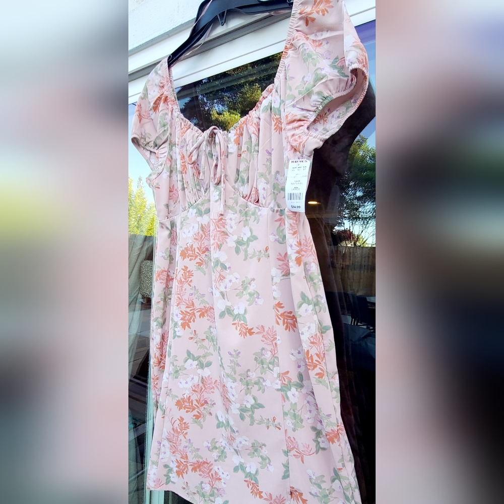 Pink Republic Floral Peasant Mini Dress β Size Large - Picture 6 of 17
